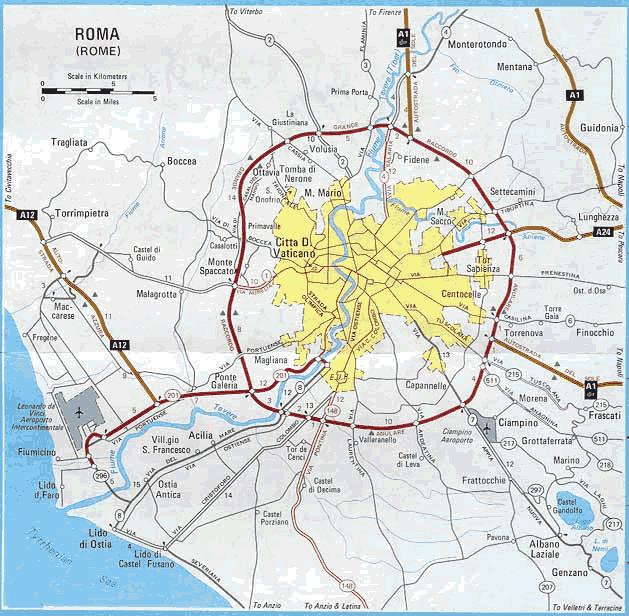 Centro storico Rooma kaart - Kaart centro storico Rooma (Lazio - Itaalia)